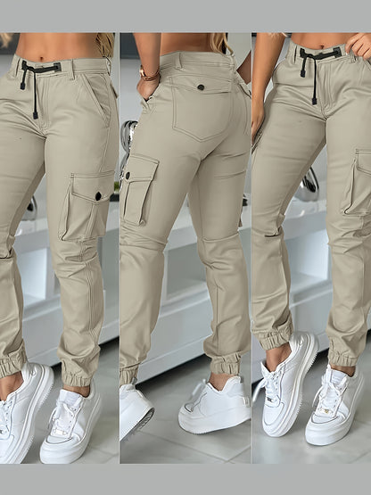 Women’s High-Waisted Cargo Pants – Elegant All-Season Work Trousers