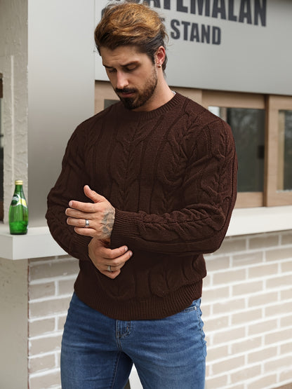Men’s Striped Knit Sweater – Soft Crewneck Ribbed Trim Pullover