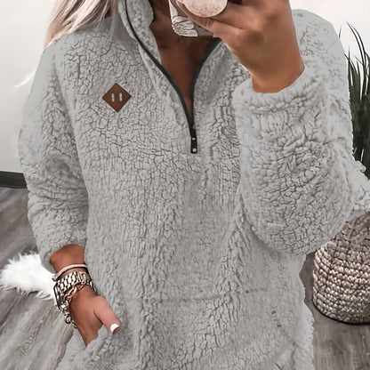 Cozy Fleece-Lined Zip-Up Hoodie – Soft Women’s Casual Sweatshirt