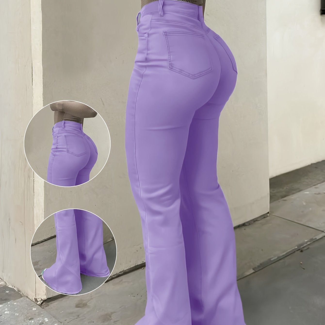 Women’s Vibrant Orange Distressed Flare Jeans – High-Waist Bootcut