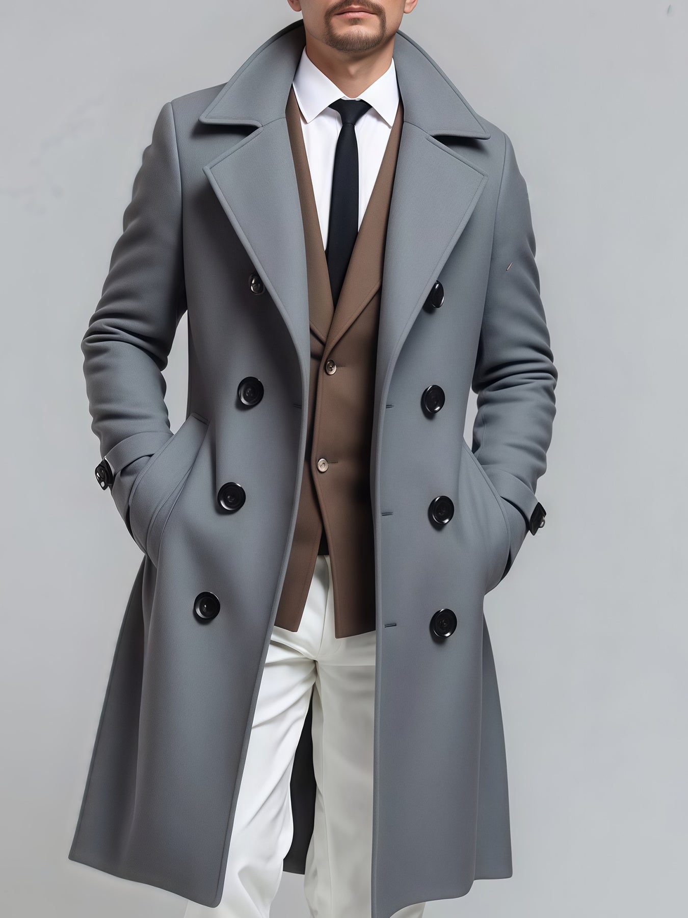 Veste mi-longue 3-en-1 pour homme – Manteau croisé