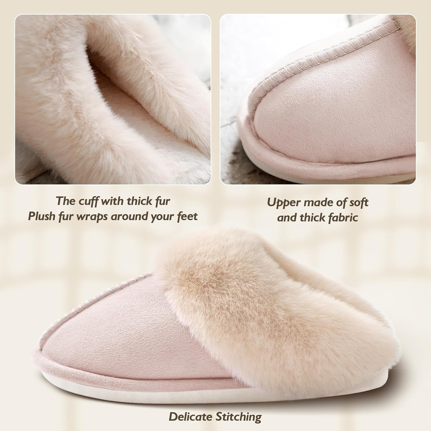 Womens Slippers with Fluffy Fur Soft Memory Foam House Shoes, Christmas Gifts Christmas Slippers for Women Mom Grandma