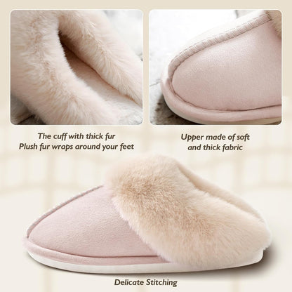 Womens Slippers with Fluffy Fur Soft Memory Foam House Shoes, Christmas Gifts Christmas Slippers for Women Mom Grandma